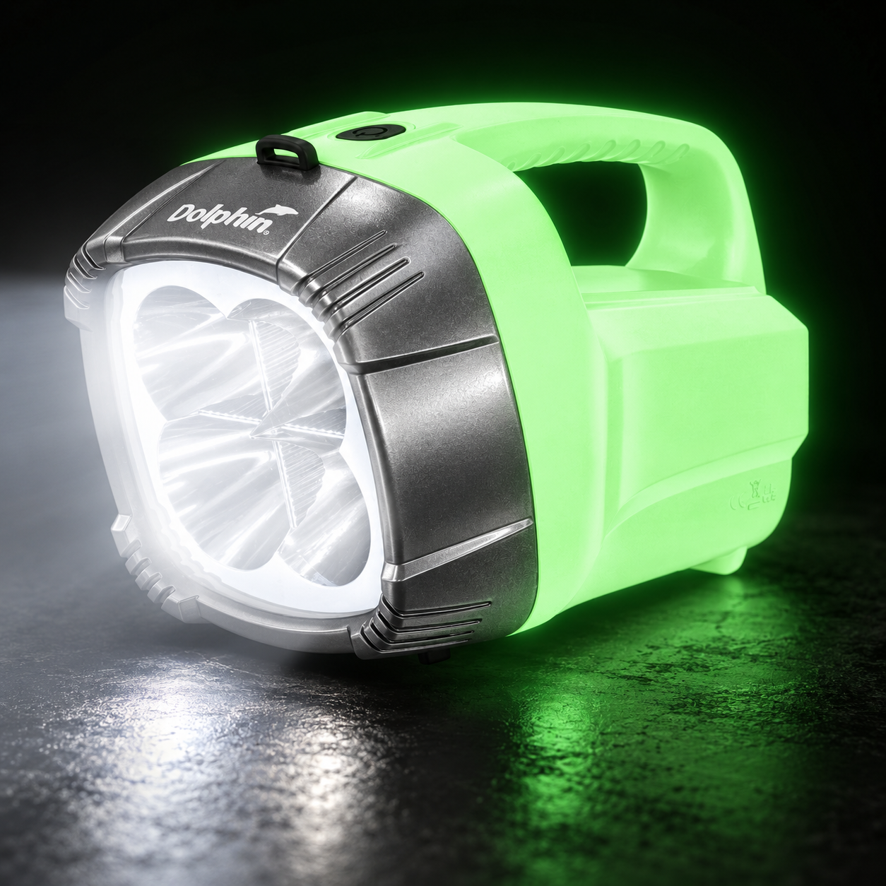 Dolphin Torch recoloured glow-in-the-dark green for urgency